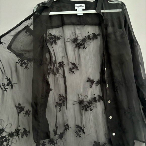 Soft Surroundings Size XS Black Cotton Button Down Long Sleeve - Picture 5 of 11